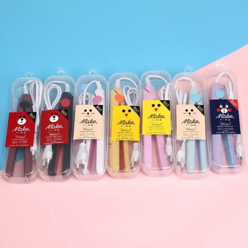 Mini Portable European Standard Curling Iron round Plug Hair Straightener And Curler Small Clip Hair Waving Machine Salon Tools
