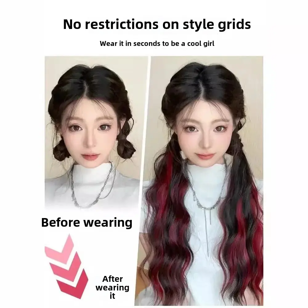 Women's Self-Winding Long Curly Faux Horse Tail Wig Low Tie Bandeau Style Asian Fiber Hair Accessory From China Mainland
