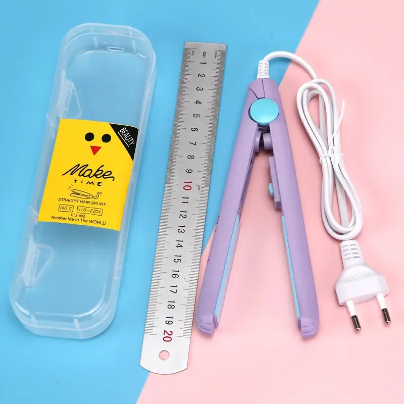 Mini Portable European Standard Curling Iron round Plug Hair Straightener And Curler Small Clip Hair Waving Machine Salon Tools