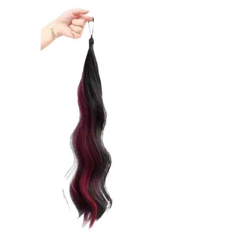 Women's Self-Winding Long Curly Faux Horse Tail Wig Low Tie Bandeau Style Asian Fiber Hair Accessory From China Mainland