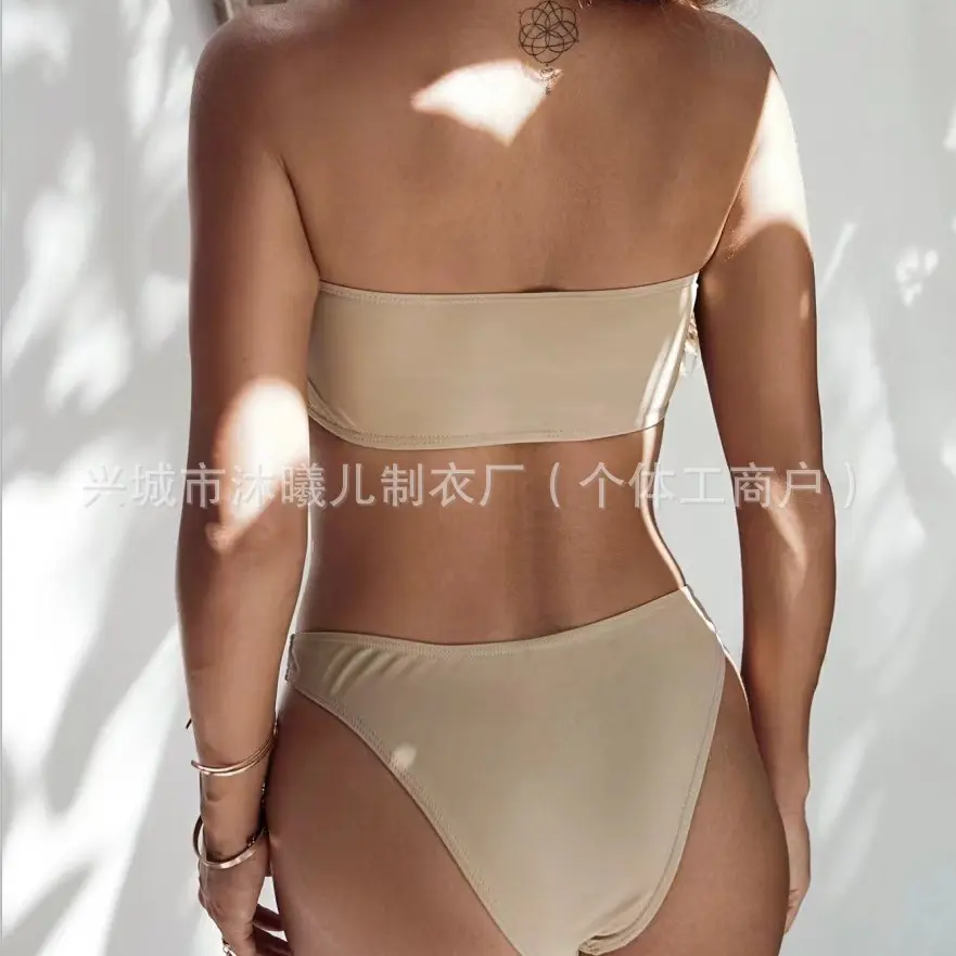 Sexy Bikini Swimsuit Hot Sale Of The Season Separate Strapless Women's Swimwear Trendy Beachwear from Mainland China AE Stock No