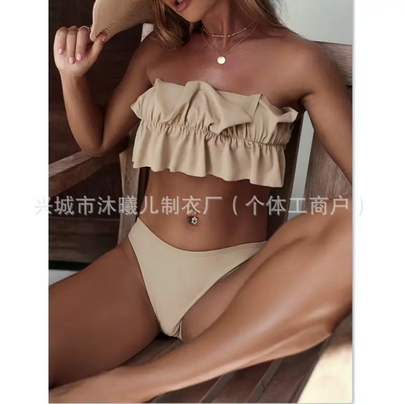 Sexy Bikini Swimsuit Hot Sale Of The Season Separate Strapless Women's Swimwear Trendy Beachwear from Mainland China AE Stock No