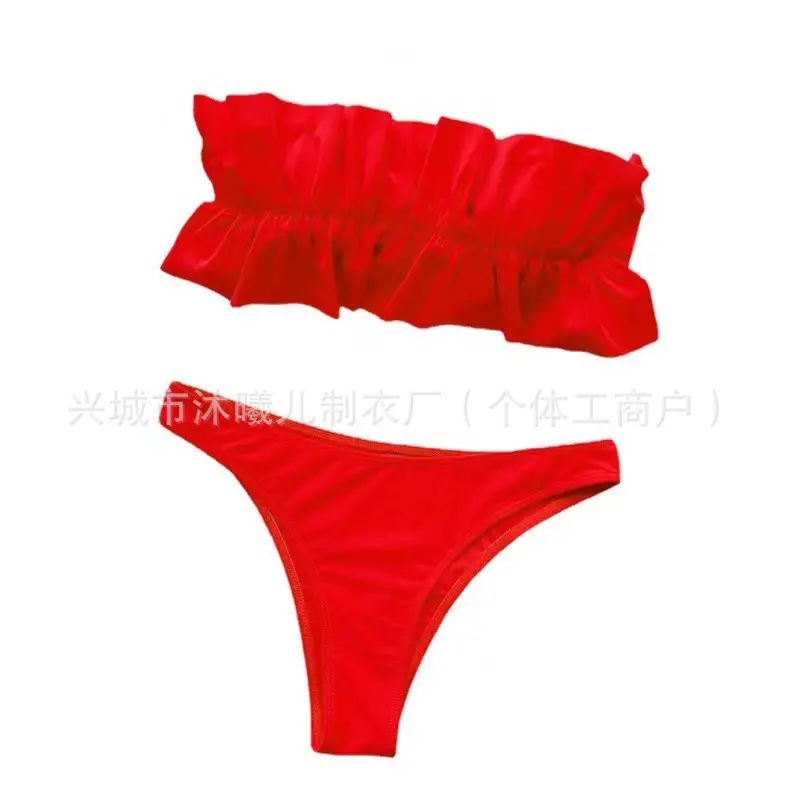 Sexy Bikini Swimsuit Hot Sale Of The Season Separate Strapless Women's Swimwear Trendy Beachwear from Mainland China AE Stock No