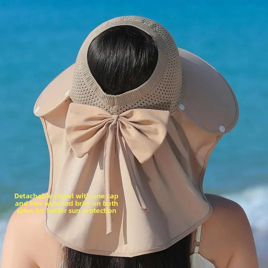 Summer Women's Sun Hat Neck Protection Shawl Large Brim Fashionable Versatile Face Slimming Fisherman Hat Empty Top Sun Hat