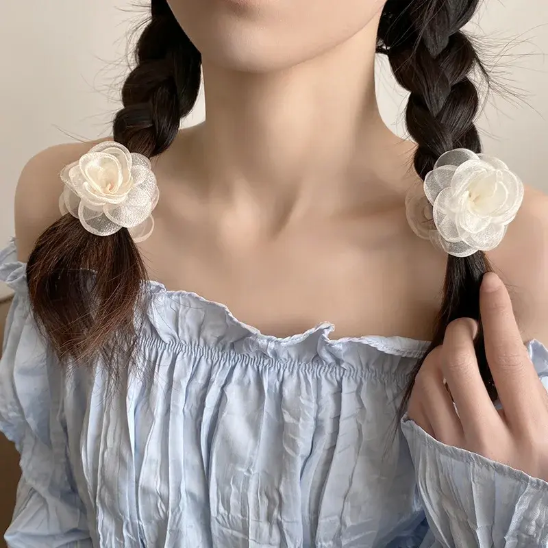 New Fairylike Flower Hair Claw Europa Organza Hair Clip Princess Top Clip Girl Heartside Bangs Clip Professional Salon Fixation
