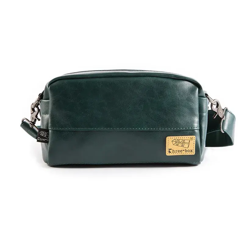 Trendy Korean Style Men's Shoulder Bag Soft Leather Casual Green Vintage Crossbody Bag Unique Street Small Carry Bag Work Bag