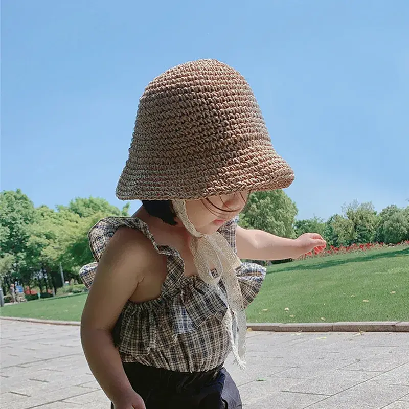 Stylish Baby Sun Hat Korean Summer Beach Baby Outings Sun Protection Cap Girls Lace Net Hat Children's Fashionable Travel Hat