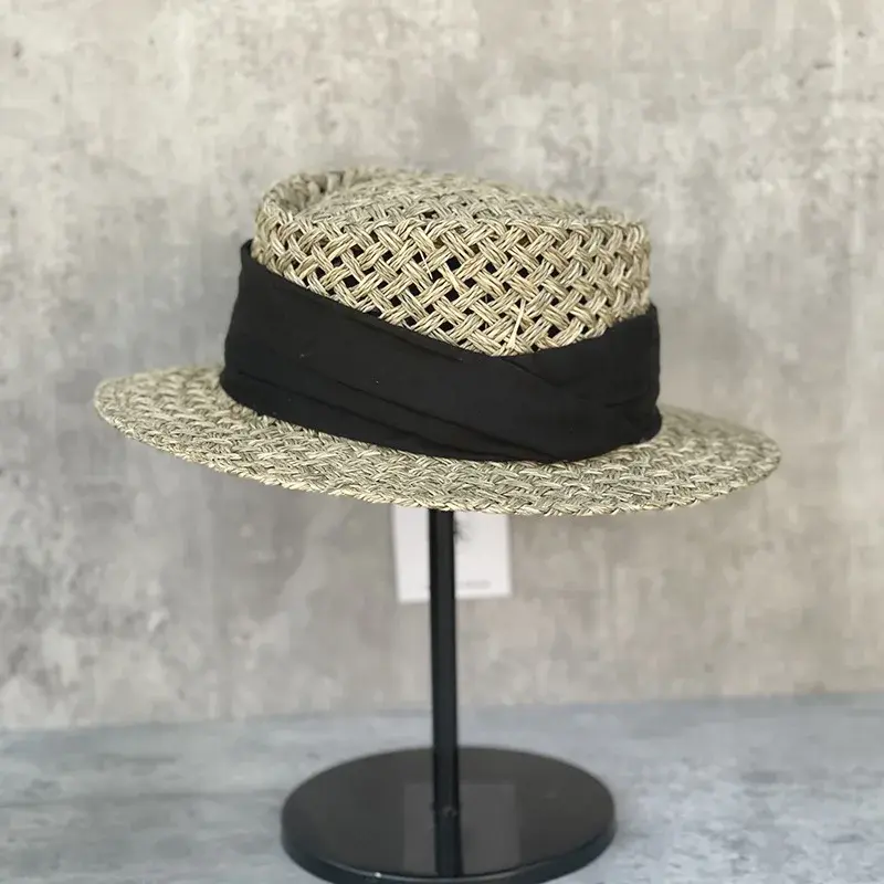 French Vacation Straw Hat Women's Casual Summer Sun Protection Hat Retro All-Match Beach Hat Woven with Salt Grass