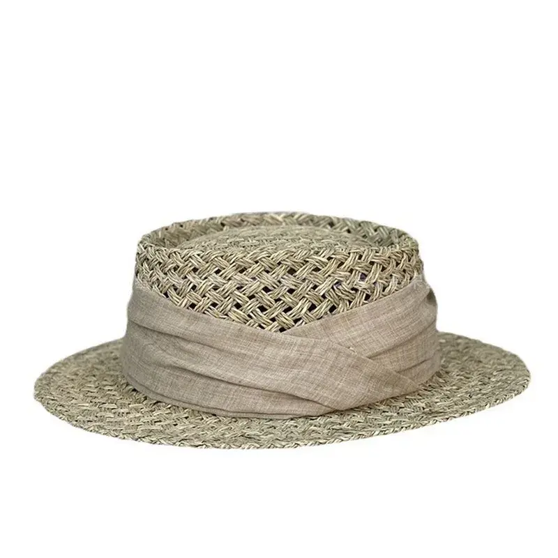 French Vacation Straw Hat Women's Casual Summer Sun Protection Hat Retro All-Match Beach Hat Woven with Salt Grass