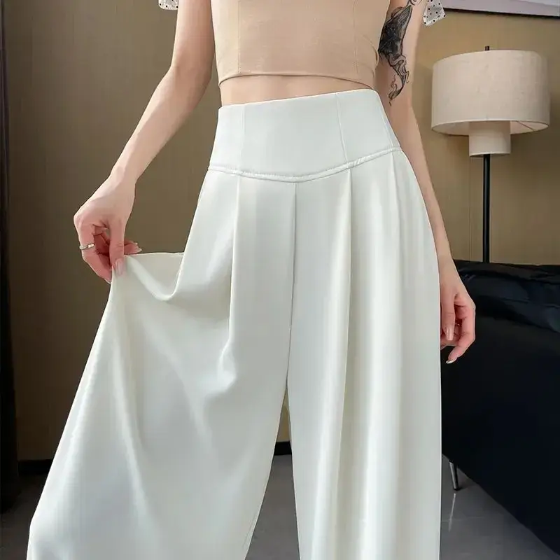 High Waist Wide Leg Straight Cut Loose Fit Floor Length Pants Trendy Women's Suit Pants Spring Summer New Arrival