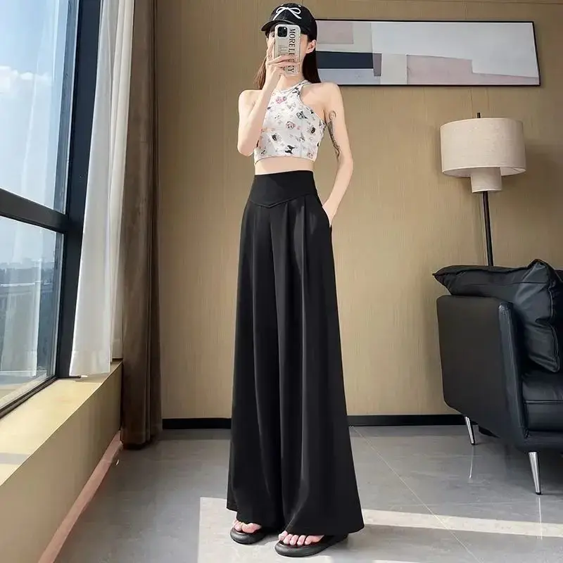 High Waist Wide Leg Straight Cut Loose Fit Floor Length Pants Trendy Women's Suit Pants Spring Summer New Arrival