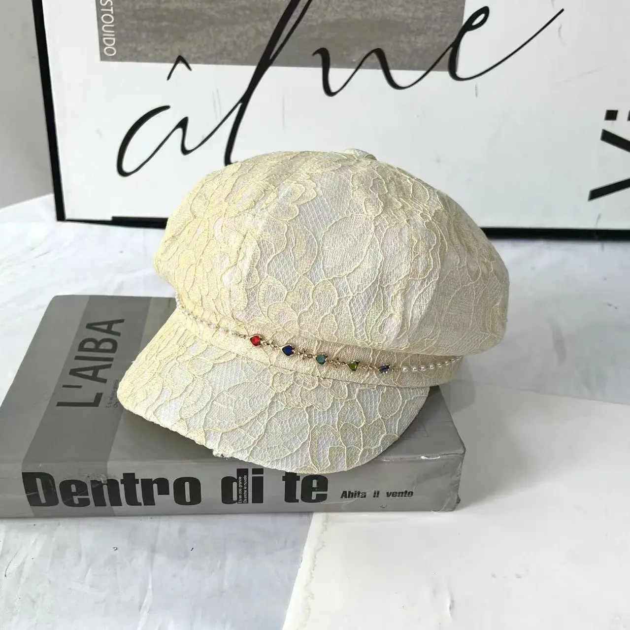 Summer Style Light Weight Breathable Sun Protection Lace Hat Eight Corner Cap Women Comfortable Versatile Face Slimming Sunshade