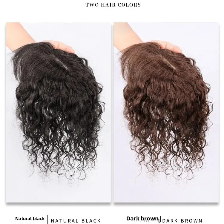 Natural Looking Big Curl Wig Real Hair Top Piece Hair Extension Cover Grey Hair Seamless Hair Extensions Asian Fiber Comb Hair