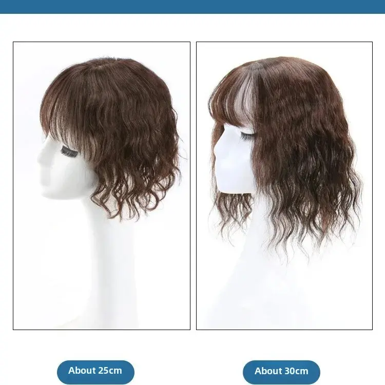 Natural Looking Big Curl Wig Real Hair Top Piece Hair Extension Cover Grey Hair Seamless Hair Extensions Asian Fiber Comb Hair
