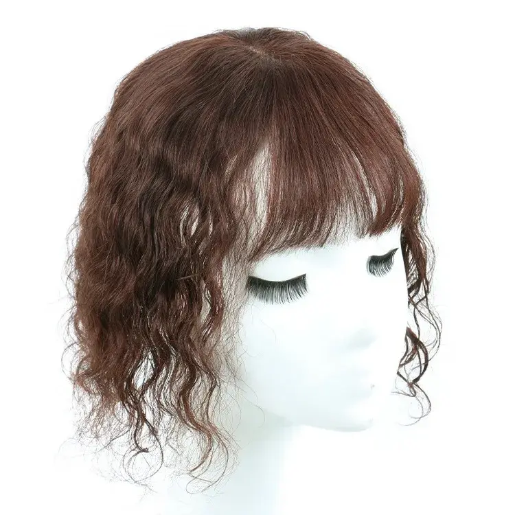 Natural Looking Big Curl Wig Real Hair Top Piece Hair Extension Cover Grey Hair Seamless Hair Extensions Asian Fiber Comb Hair