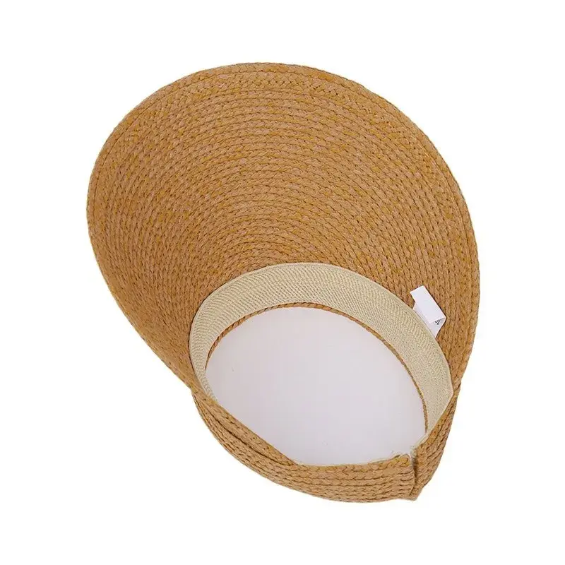 New Summer Women's Laffey Straw Woven Hat Adjustable Sunshade Empty Top Hairband Style UV Protection Sun Hat Fashionable Versati
