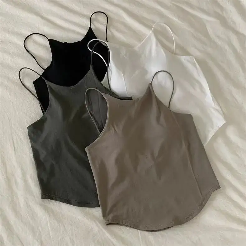 French Style Women's Tank Top With Chest Pad Underwear Outerwear One-Piece Sensual Back Design Bra For Fashionable Girls