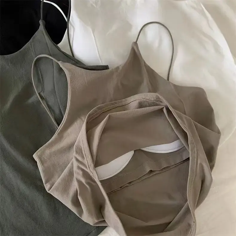 French Style Women's Tank Top With Chest Pad Underwear Outerwear One-Piece Sensual Back Design Bra For Fashionable Girls