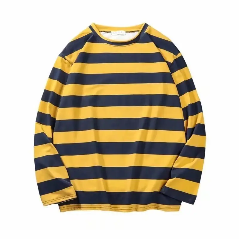 2022 Trendy Brand Loose-Fit New Striped T-Shirt Men's Long Sleeve Body Conjure Top Korean Style Autumn Collection Base Layer Top