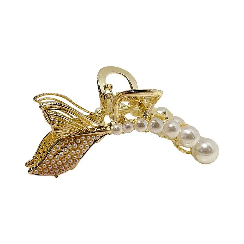 Korean Style Pearl Tassel Metal Shark Clamp Women's Hair Accessories Bun Hairpin Headwear Professional Salon Sectioning Clips