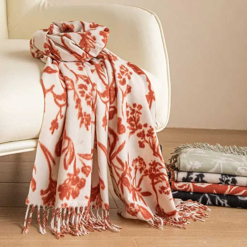 High-End Feeling Faux Sheepskin Printing Long Scarf Winter Women's Versatile Couple Neck Warmer New 2024 Motorcycle Helmet Style