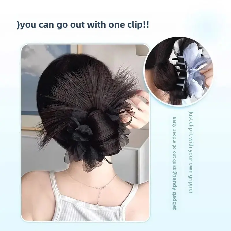 Lazy Style Fake Hair Chicken Feather Ball Headband Women's Hair Accessories Low Ponytail Bun Hair Pack Back of Head Hair Ring