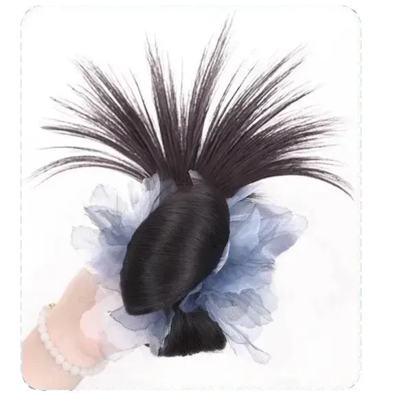 Lazy Style Fake Hair Chicken Feather Ball Headband Women's Hair Accessories Low Ponytail Bun Hair Pack Back of Head Hair Ring
