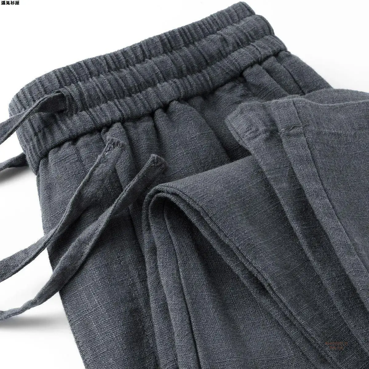 Grey Cotton Linen Breathable Loose-fit Casual Pants For Men Women Straight-leg High-end Trousers Summer Lightweight Trousers