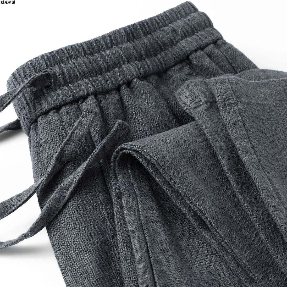 Grey Cotton Linen Breathable Loose-fit Casual Pants For Men Women Straight-leg High-end Trousers Summer Lightweight Trousers