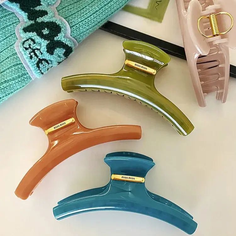 Extra Large Golden Label Arc Clip Spring New Style Professional Feeling Hair Accessories Shark Clip at Back of Head Salon Grade