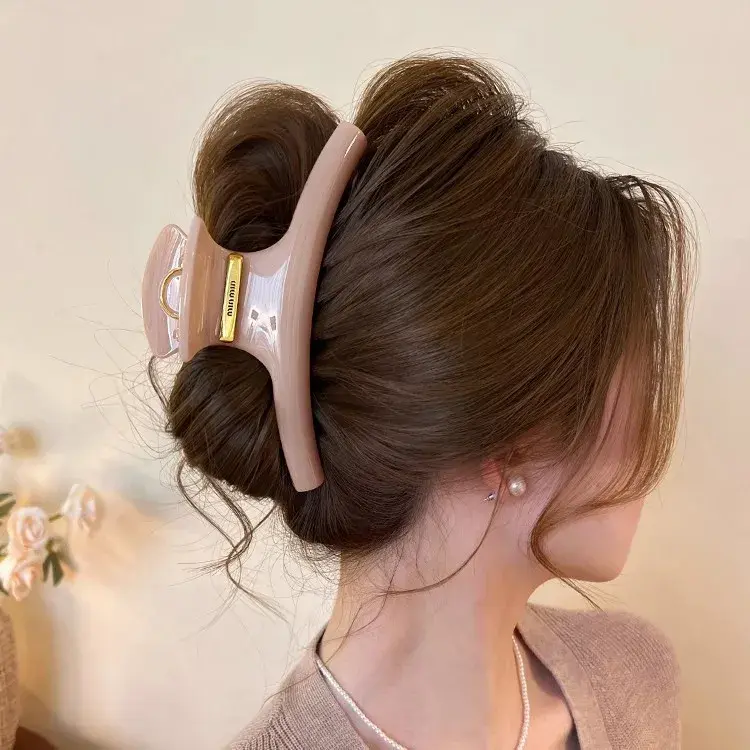 Extra Large Golden Label Arc Clip Spring New Style Professional Feeling Hair Accessories Shark Clip at Back of Head Salon Grade