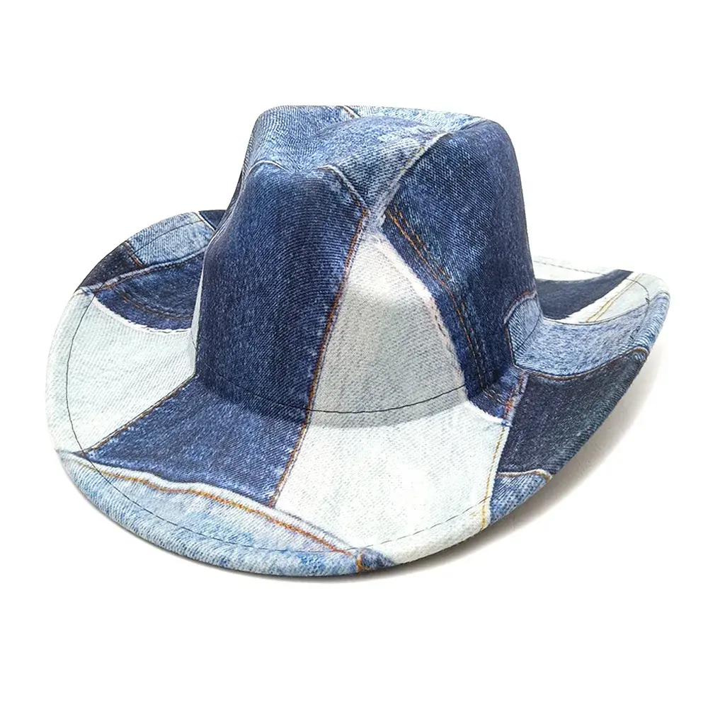 Western Denim New Woolen Jazz Hat Autumn/Winter Vintage Warm Gift Hat For Men And Women Couple Stage Party Hat Motorcycle Helmet