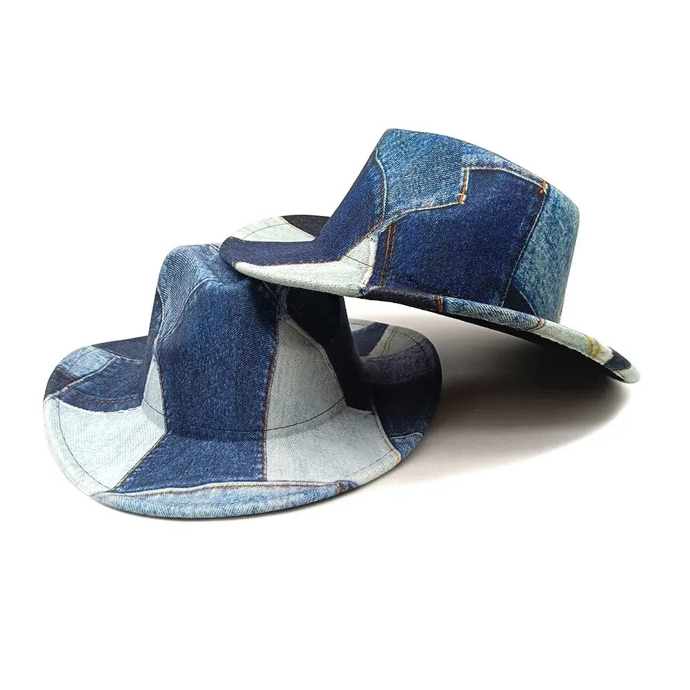 Western Denim New Woolen Jazz Hat Autumn/Winter Vintage Warm Gift Hat For Men And Women Couple Stage Party Hat Motorcycle Helmet