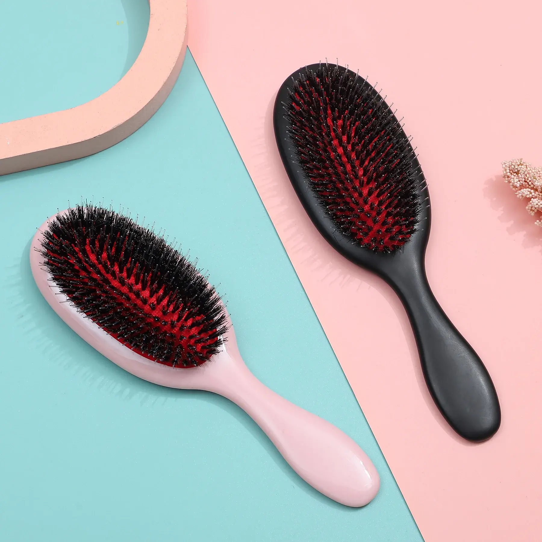 New Arrival Red Leather Nylon Bristle Airbag Comb Volumizing Hair Styling Air Cushion Comb Large Board Comb for Hair Beautifying