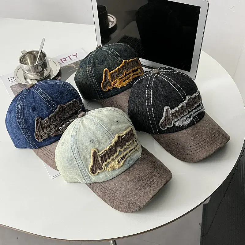 Retro Washed Baseball Cap Men's Large Head Circumference Small Face Effect Watermelon Pattern Duckbill Cap for Men And Women