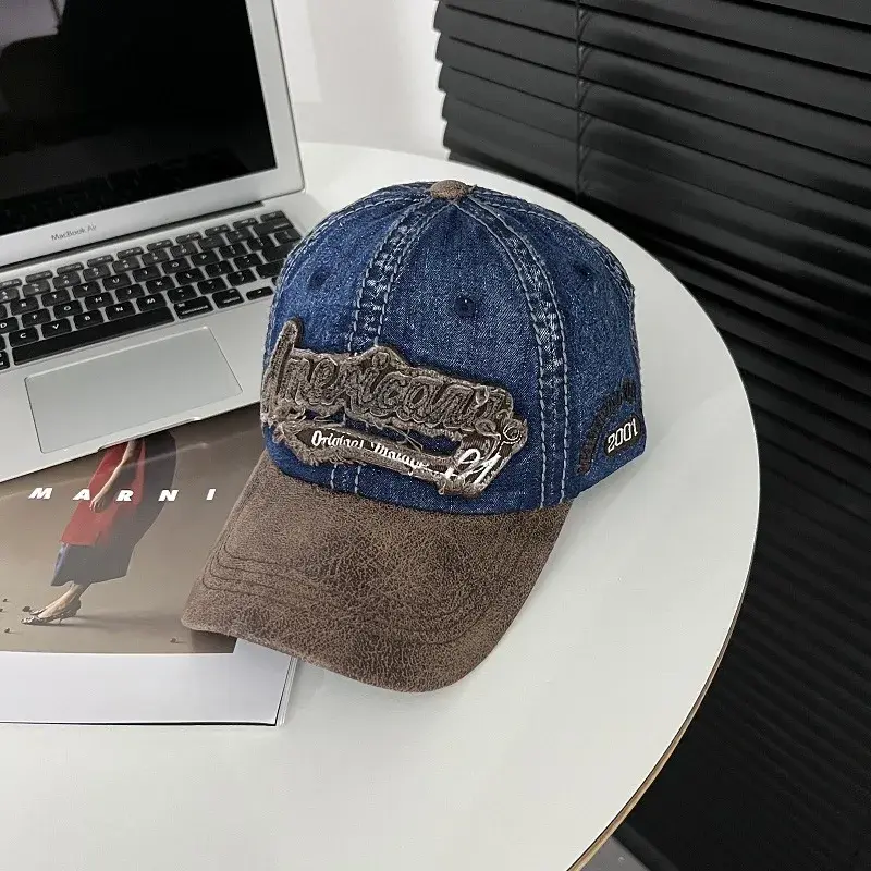 Retro Washed Baseball Cap Men's Large Head Circumference Small Face Effect Watermelon Pattern Duckbill Cap for Men And Women