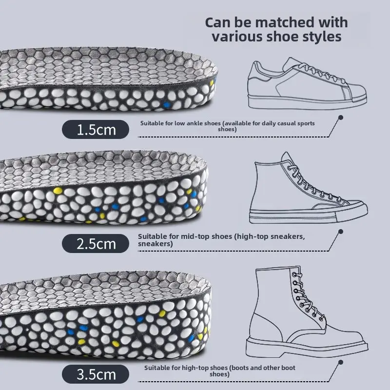 Men's Invisible Heightening Shoe Inserts Sporty Comfortable Full Pad for Leather Shoes PU Material Made in China