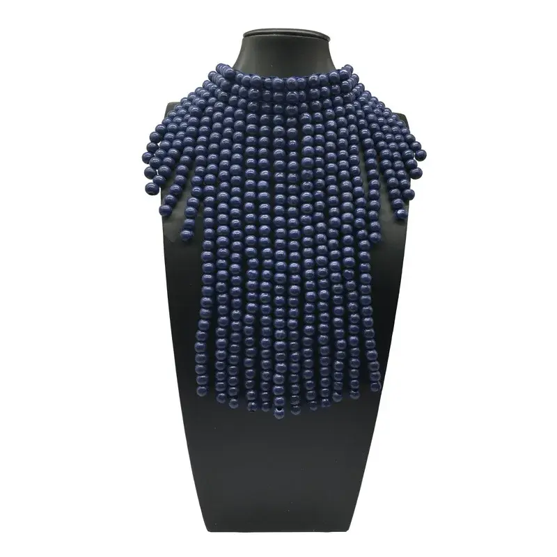 Exaggerated Cross-Border Fringed African Black Necklace Multi-Color Wooden Beads Necklace Women's Wholesale Foreign Trade Wood
