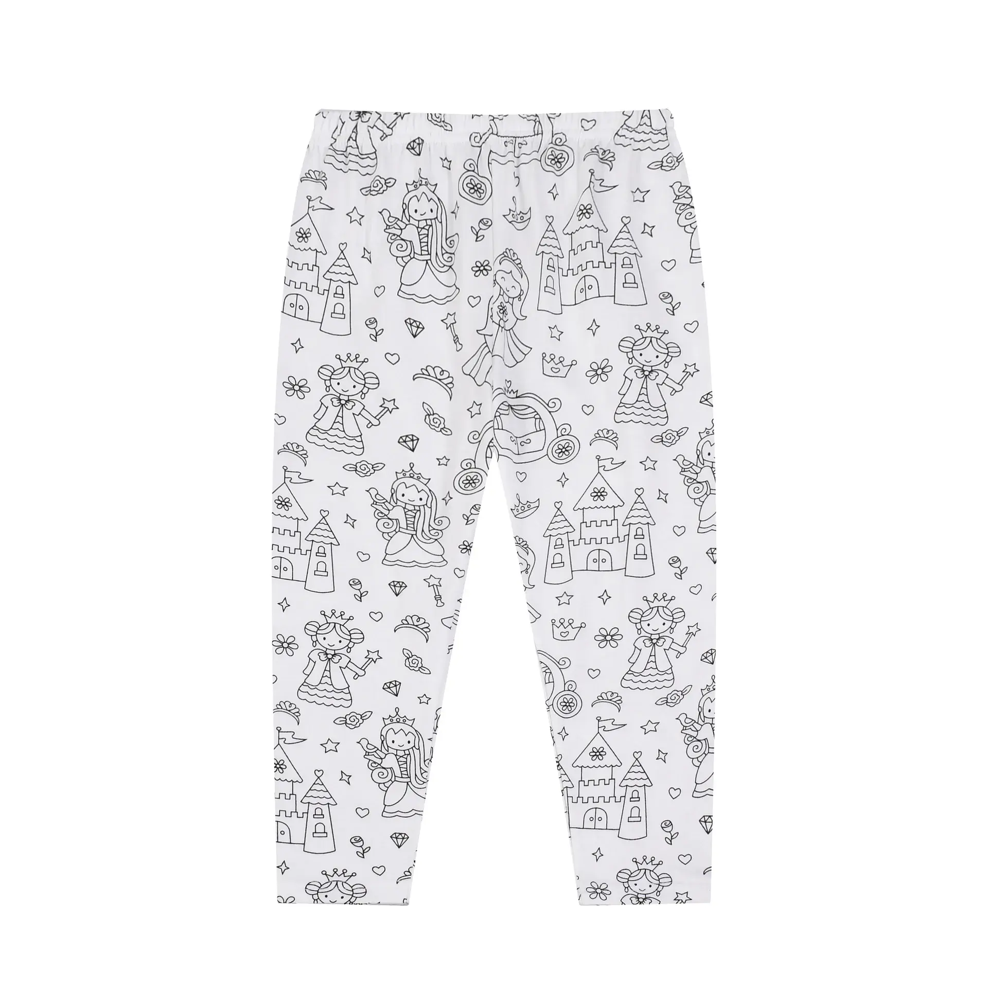 Comfortable Cotton Women's Kids Sketch Coloring Cartoon DIY Drawing Graffiti Suit Independent Station Rack Sleepwear Pajama Set