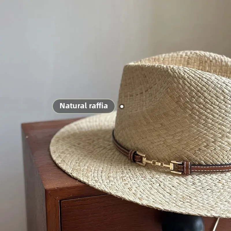 Classic Western Cowboy Straw Hat Jazz Style Large Brim Panama Straw Weaving Hat for Men And Women British Retro Summer Fashion