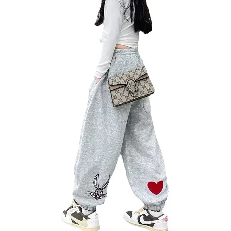 Children's Casual Trendy Korean Style Sweatpants Autumn 2024 New Kids Pants Mid to Large Children's Toddler Girls Pant