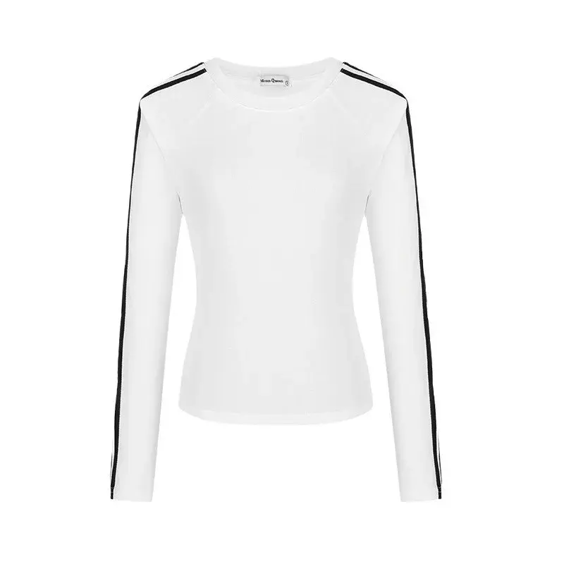 Korean Style Slim Fit Niche Design Sensibility Pure Desire Aesthetic Long Sleeve Round Neck T-Shirt Versatile Base Layer Top For
