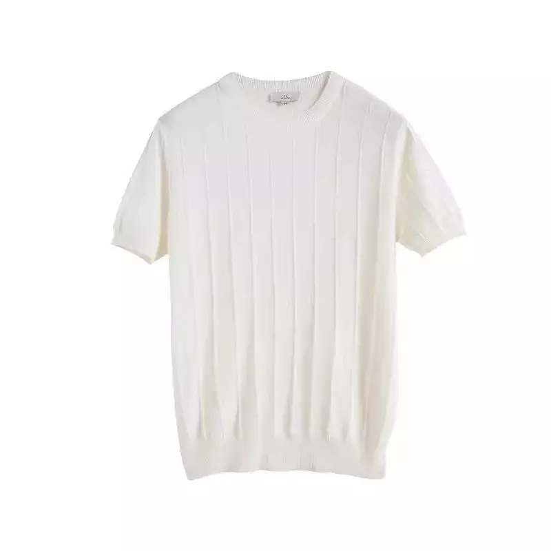 Luxury Knit T-shirt Men's Summer New Style Round Neck Short Sleeves Thin Korean Version Base Layer Top Knitwear