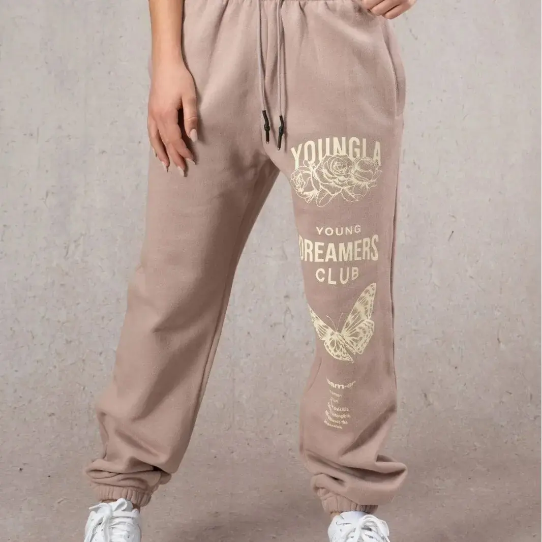 American Style Cotton Sports Pants Gymnastics Running Training Trousers Printed Cuffed Long Trousers for Skateboarding