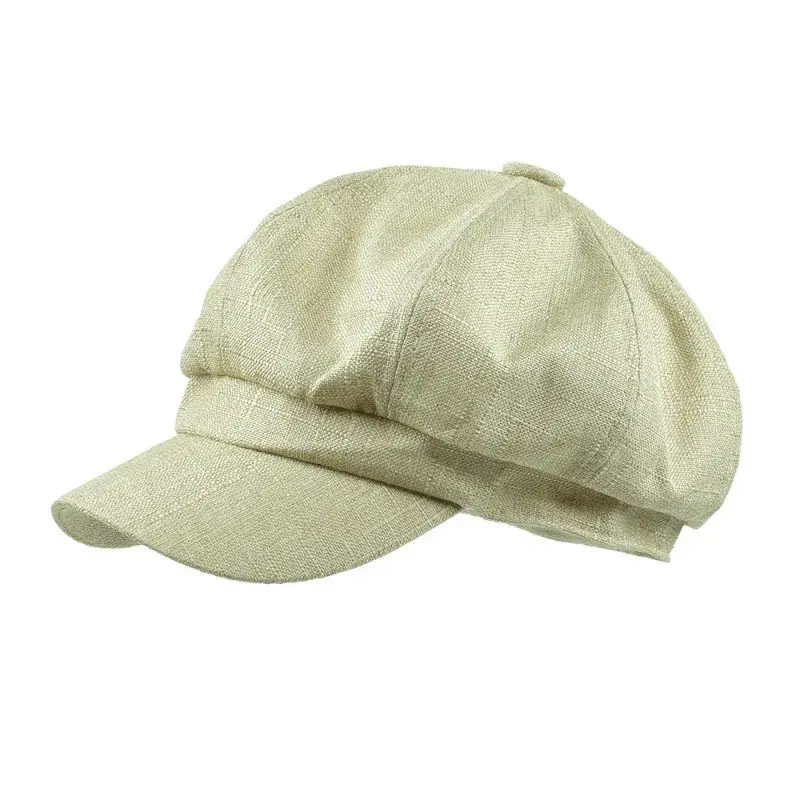 Retro British Cotton Linen Octagonal Beret Hat Women's Thin Simple Fashion Pure Color Duckbill Painter Cap Korean Style