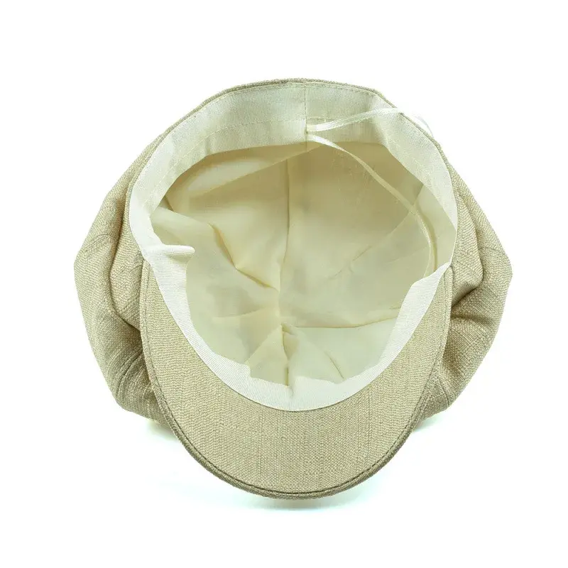 Retro British Cotton Linen Octagonal Beret Hat Women's Thin Simple Fashion Pure Color Duckbill Painter Cap Korean Style