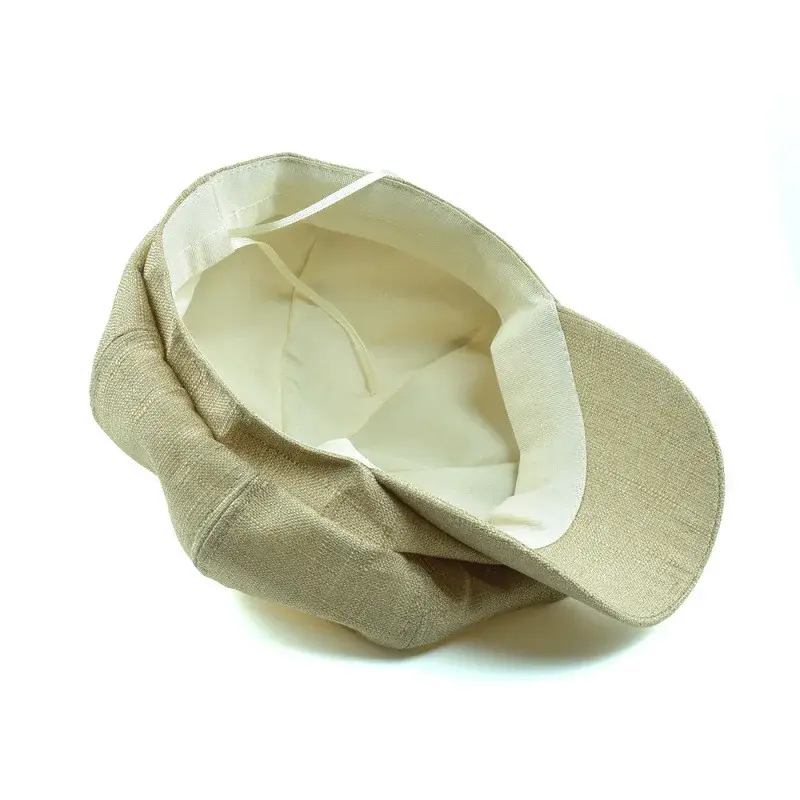 Retro British Cotton Linen Octagonal Beret Hat Women's Thin Simple Fashion Pure Color Duckbill Painter Cap Korean Style
