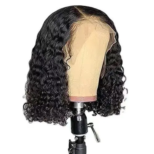 African Hot Selling Short Curly Black Lace Front Wig Full European And American Style Fiber Glueless Human Hair Wig