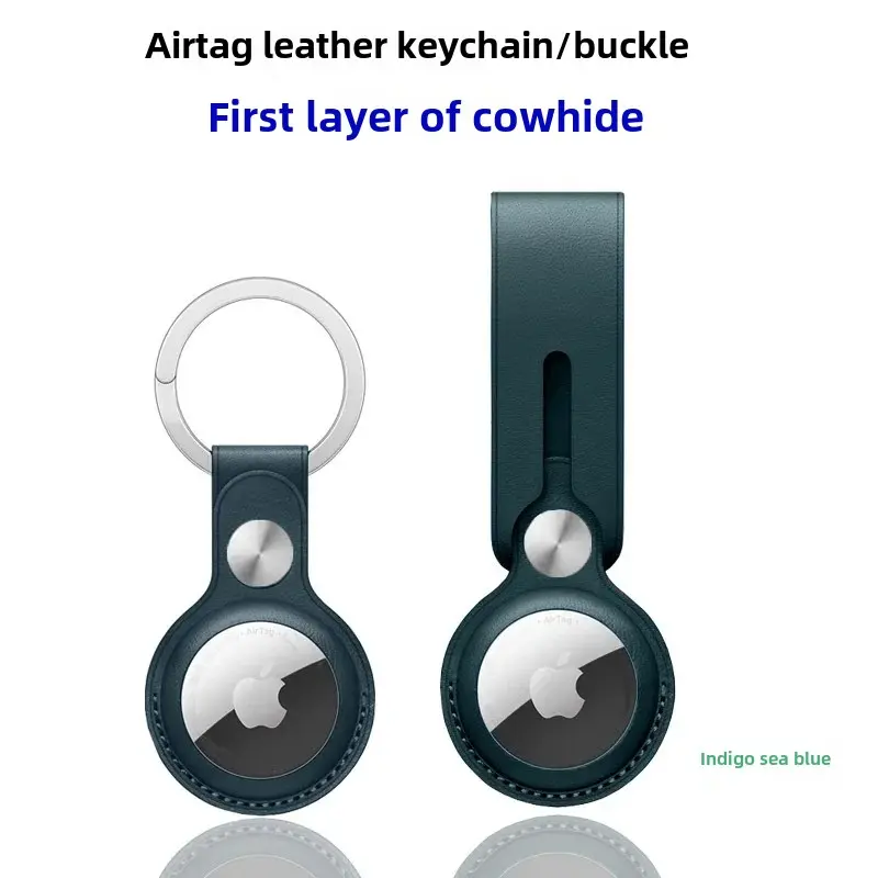 Genuine Top Layer Cowhide Protective Cover for Apple AirTag Tracker Keychain Anti-Loss Device Luxury Leather Phone Case