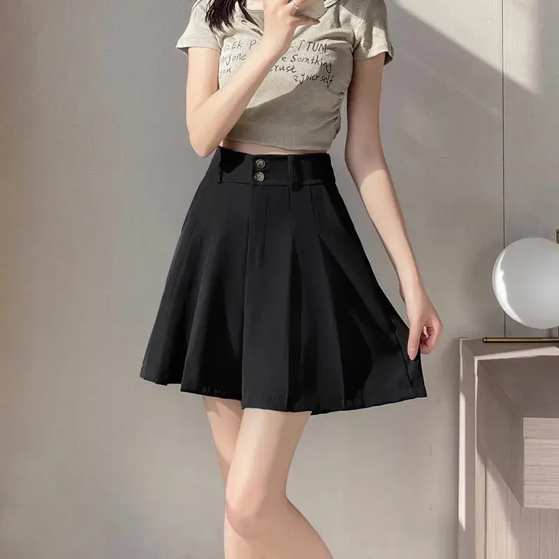 Trendy Autumn Cropped Skort Women's Petite Plus Size Short Pants High Waist Casual Ladies Suit Five Minute Skirt Pants